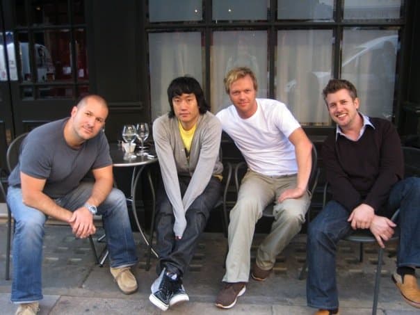 Jony Ive at the pub with fellow designers Eugene Whang, Rico Zorkendorfer and Richard Howarth.